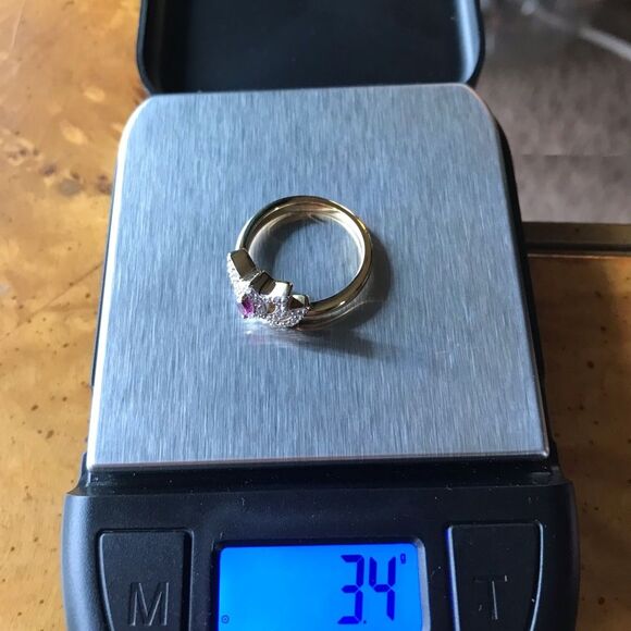 Natural Rhodolite Garnet Sterling Silver Lotus Ring Size 6 - Picture 3 of 9